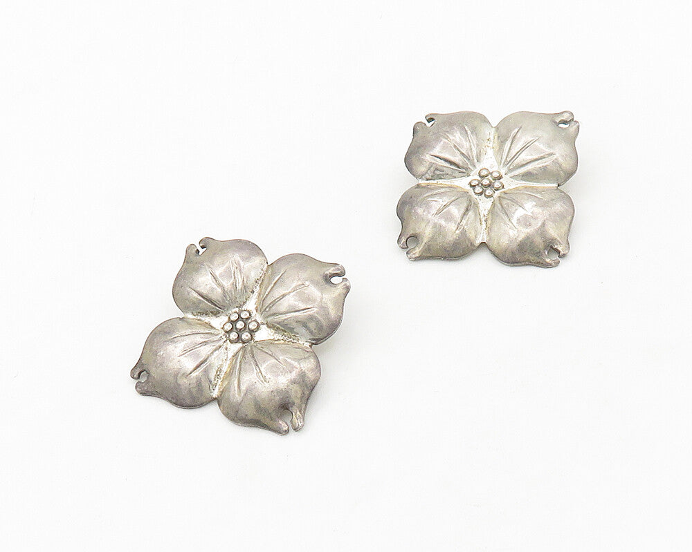 CARSI MEXICO 925 Silver  Vintage Flower Motif Non Pierce Earrings  EG9212