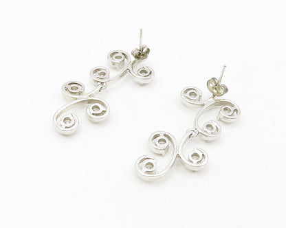 925 Sterling Silver  Sparkling Cubic Zirconia Swirl Dangle Earrings  EG7101