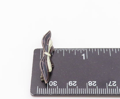 925 Sterling Silver  Vintage Antique Enamel Ribbon Bow Brooch Pin  BP8611