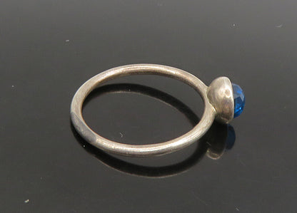 PANDORA 925 Silver  Vintage Faceted Blue Stone Thin Band Ring Sz 7 RG23595