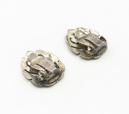 SIAM 925 Sterling Silver  Vintage Enamel Coated Non Pierce Earrings  EG7975