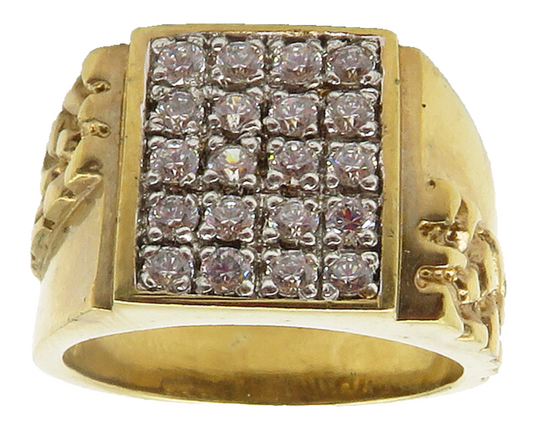 925 Sterling Silver  Cubic Zirconia Gold Plated Shiny Band Ring Sz 10  RG15428