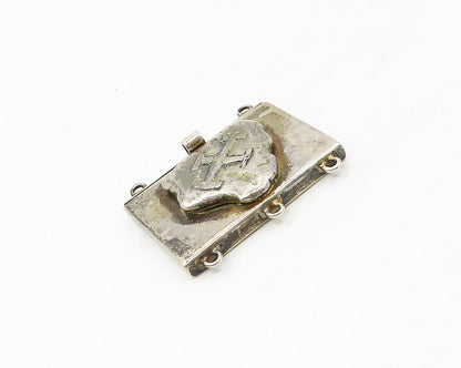 925 Sterling Silver  Vintage Etched Cross Detail Square Necklace Clasp  TR2383
