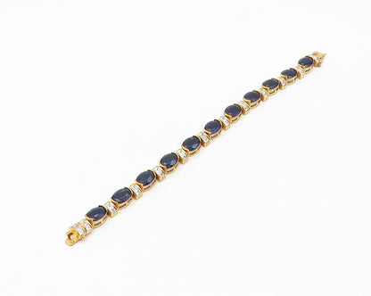 925 Silver  Cubic Zirconia & Blue Topaz Gold Plated Chain Bracelet  BT6843
