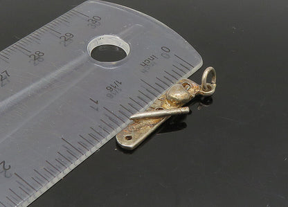 925 Sterling Silver  Vintage Ruler Pencil & Apple Teacher Pendant  PT18943