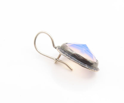 925 Sterling Silver Vintage Earrings EUROPE Faceted Opal Elegant Dangle  EG14152