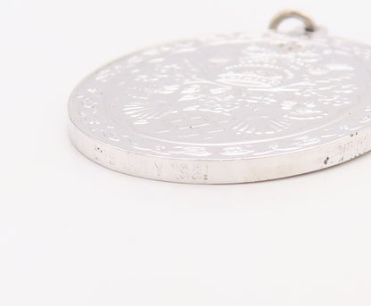 925 Sterling Silver Vintage Pendant Prince Charles Princess Dianna Coin  PT23537