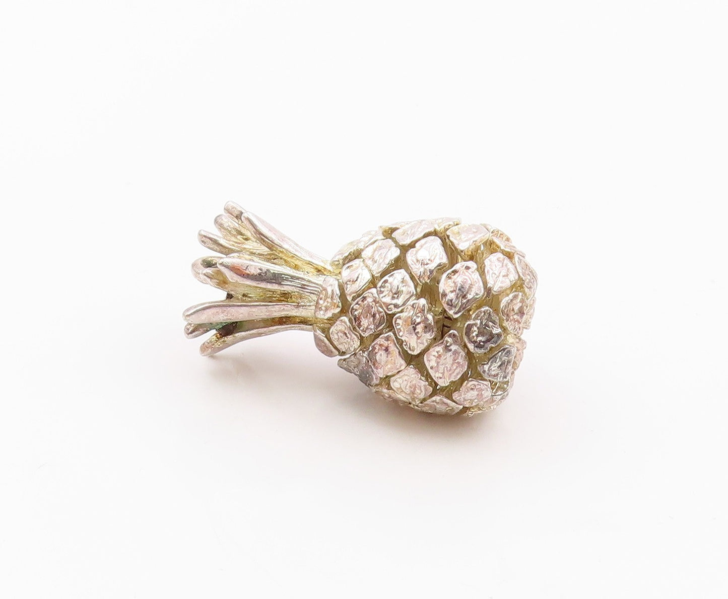 925 Sterling Silver  Vintage Shiny Heavy Pineapple Fruit Pendant  PT16921