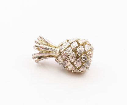 925 Sterling Silver  Vintage Shiny Heavy Pineapple Fruit Pendant  PT16921