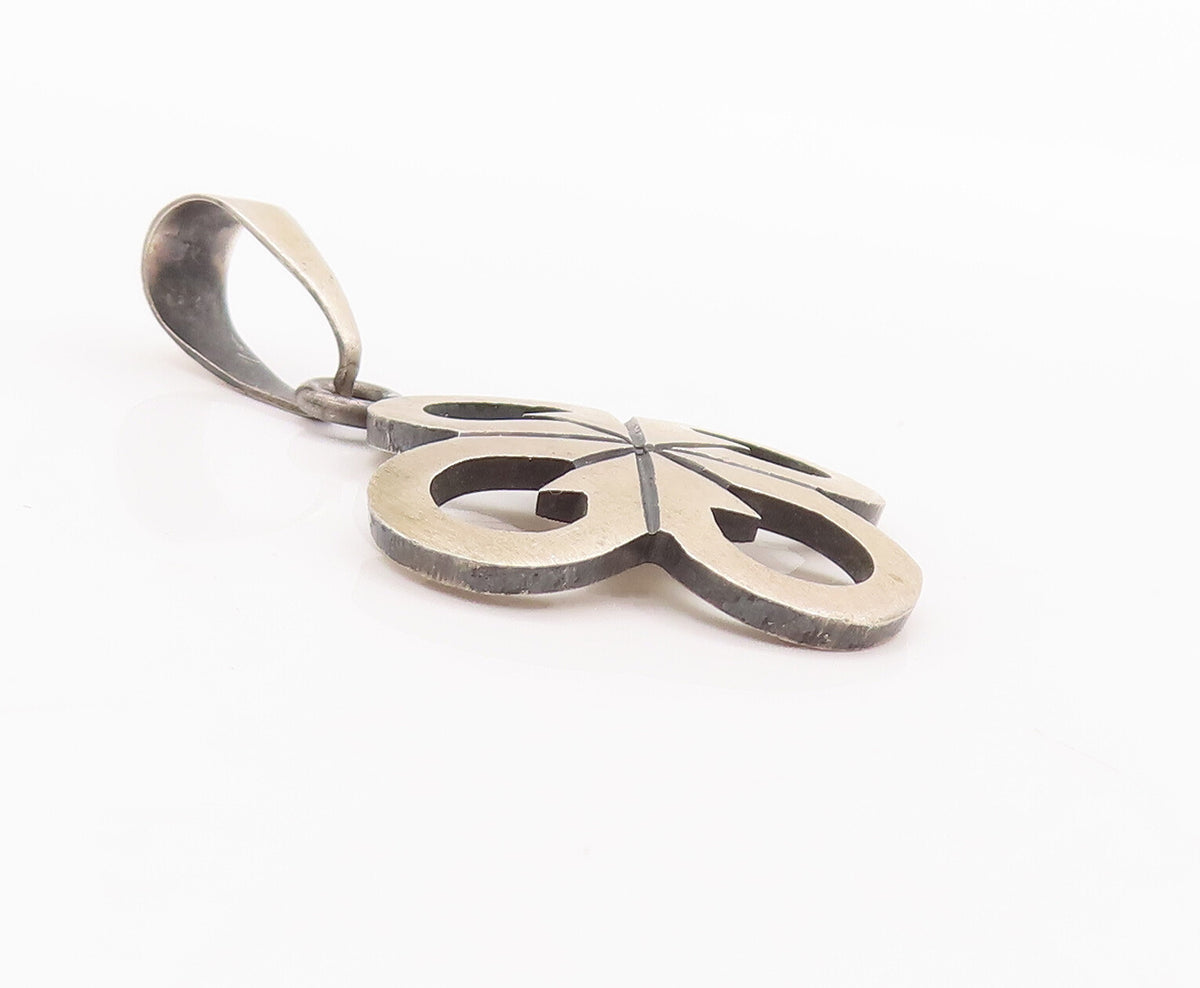 925 Sterling Silver Vintage Pendant VERSANI Inward Arrow Looped Flower  PT22903