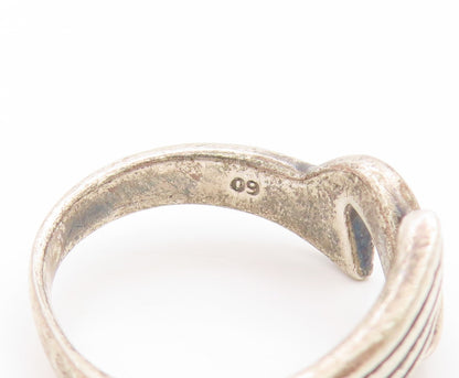 925 Sterling Silver Vintage Ring Etched Serpentine Wave Band  Sz 7.5  RG33756