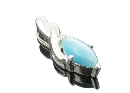 925 Sterling Silver  Marquise Cut Cat's Eye Blue Topaz Drop Pendant  PT9189