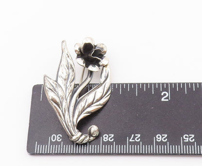 925 Sterling Silver  Vintage Rising Single Flower Brooch Pin  BP10056