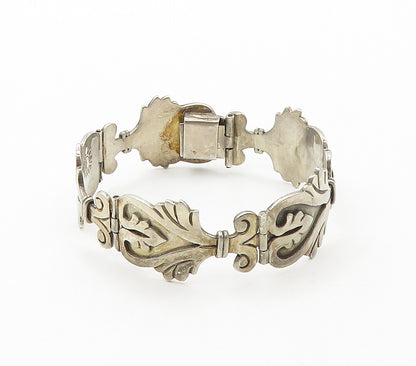 MARICELA TAXCO 925 Silver  Vintage Love Heart Hinge Chain Bracelet  BT6343