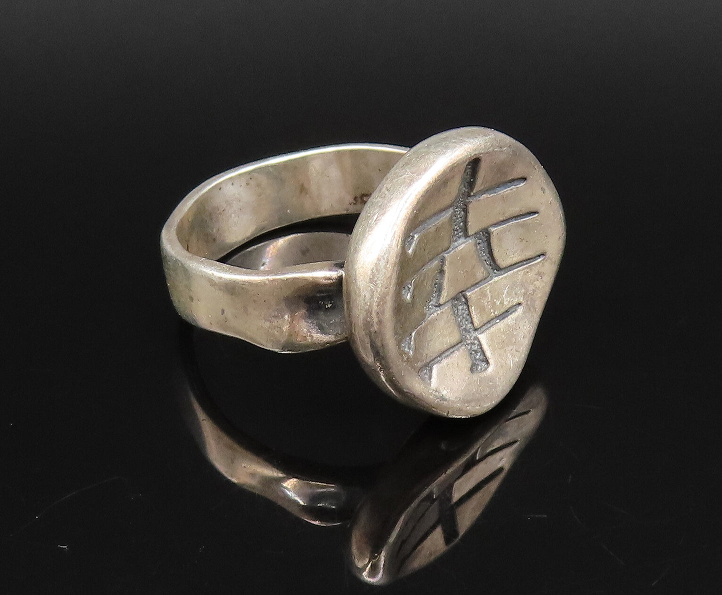 CAROLYN POLLACK 925 Silver  Vintage Chinese Character Dent Ring Sz 11  RG25962