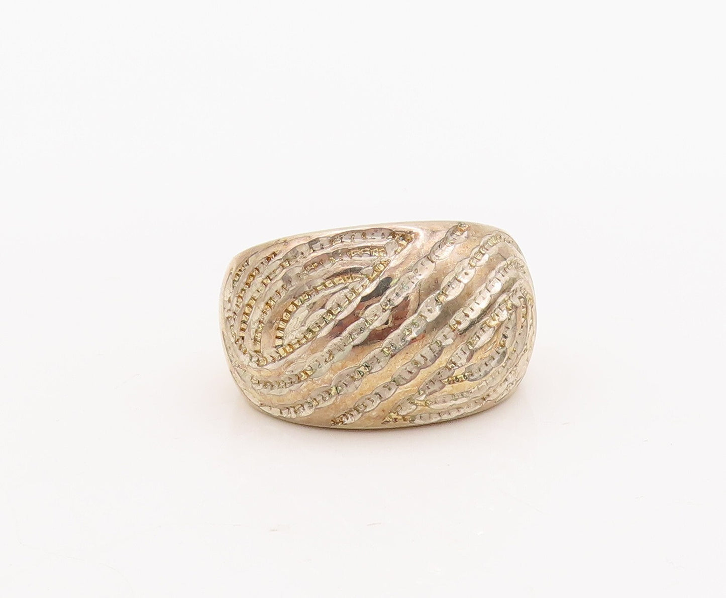 925 Sterling Silver Vintage Ring DAVID SIGAL Carved Infinity Bands Sz 10 RG29095