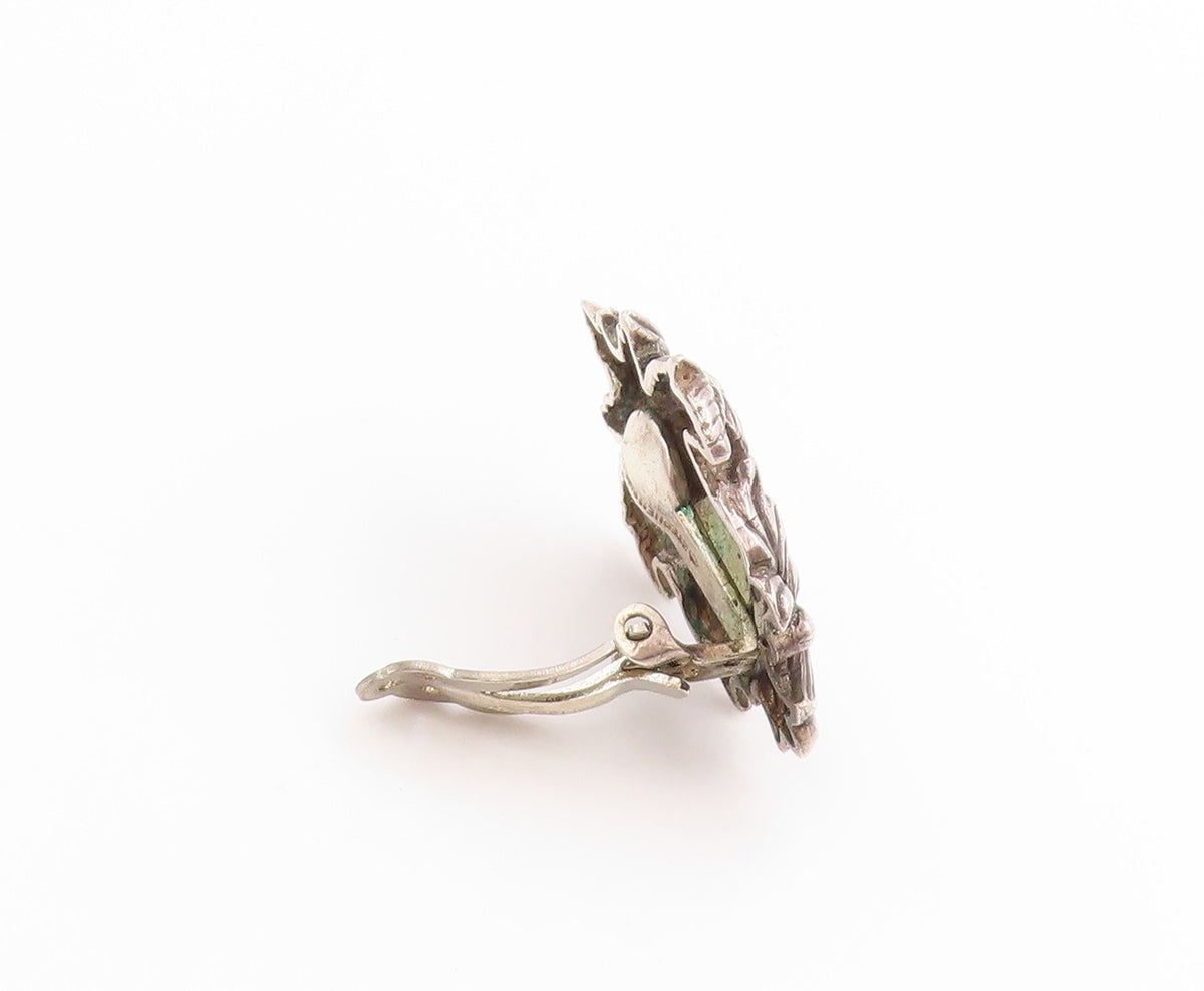 925 Sterling Silver Vintage Earrings STEPHEN DWECK Etched Floral Leaves  EG13665