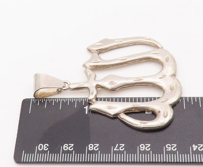 925 Sterling Silver Vintage Pendant Large Solid Cutout Arabic Prayer  PT23133