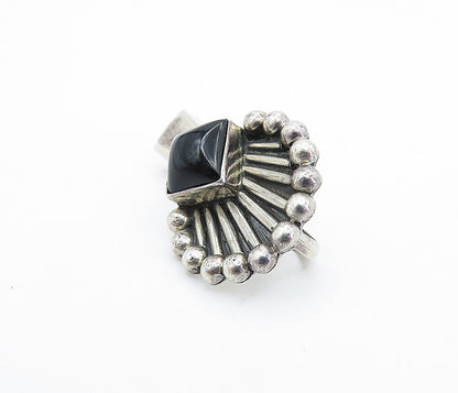 SAJEN 925 Sterling Silver  Vintage Cabochon Cut Black Onyx Pendant  PT4353