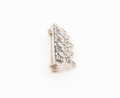 925 Sterling Silver  Vintage Dotted Four Open Love Hearts Brooch Pin  BP9622
