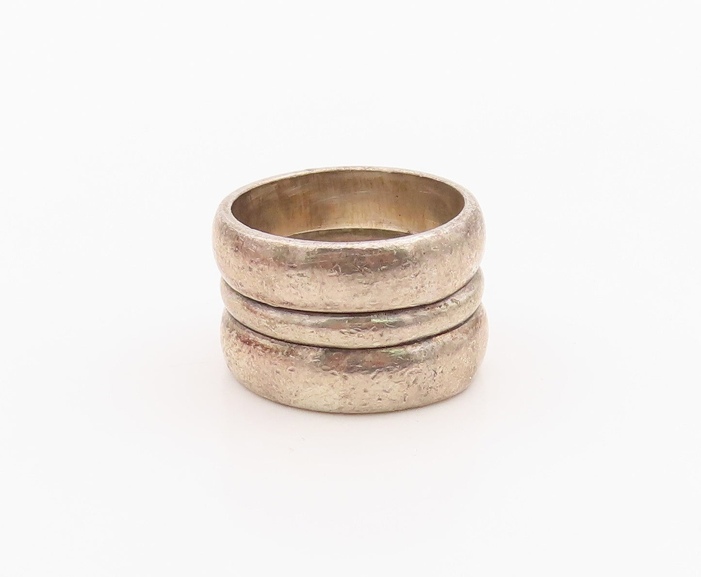 925 Sterling Silver Vintage Ring MEXICO Modernist Grooved Band  Sz 6  RG36301