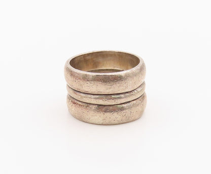 925 Sterling Silver Vintage Ring MEXICO Modernist Grooved Band  Sz 6  RG36301