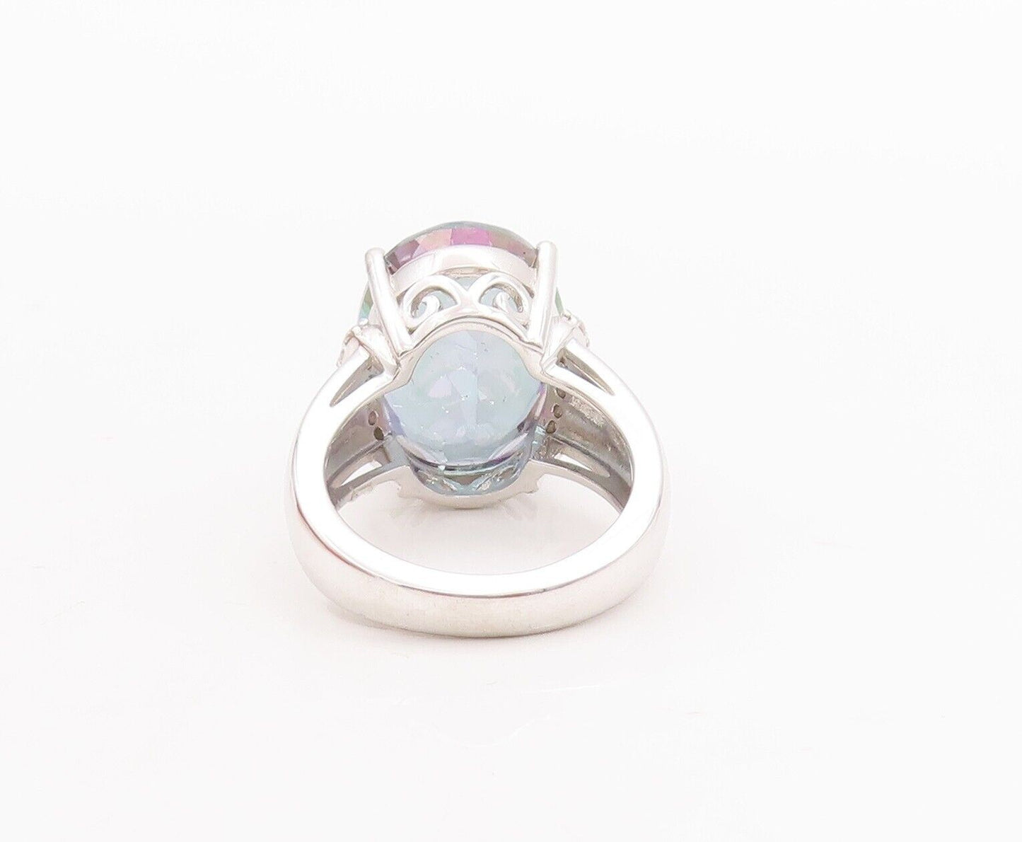 925 Sterling Silver Vintage Ring Large Oval Mystic Topaz  Sz 7  RG29257
