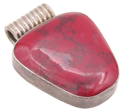 925 Sterling Silver Vintage Pendant MEXICO Minimalist Red Jasper  PT23354