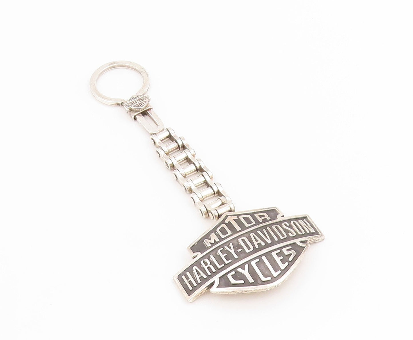 925 Sterling Silver Vintage Keychain Harley Davidson Motor Cycles Shield  TR4163