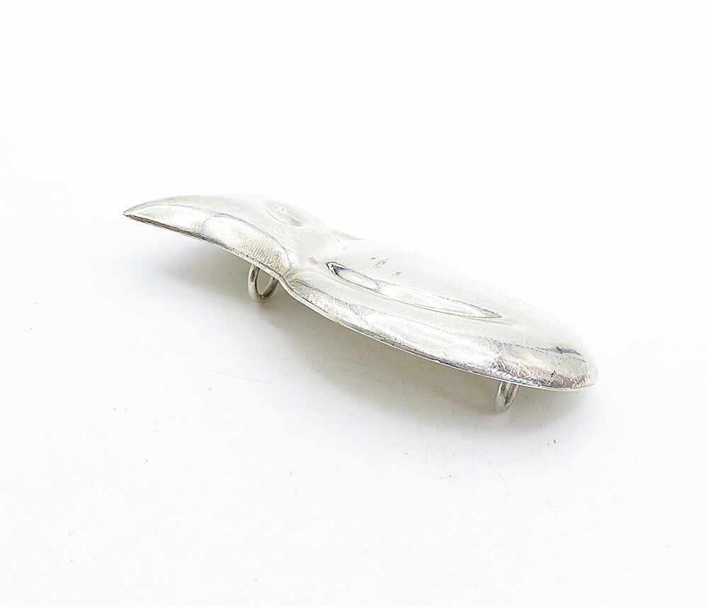 MEXICO 925 Sterling Silver  Vintage Shiny Sleeping Cat Motif Pendant  PT3595