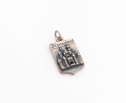 925 Sterling Silver Vintage Pendant Dark Tone Carved Disney Land Charm  PT24927