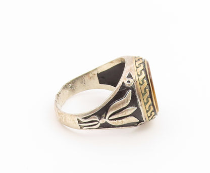 925 Sterling Silver Vintage Ring Tiger's Eye Statement Band  Sz 11  RG36928