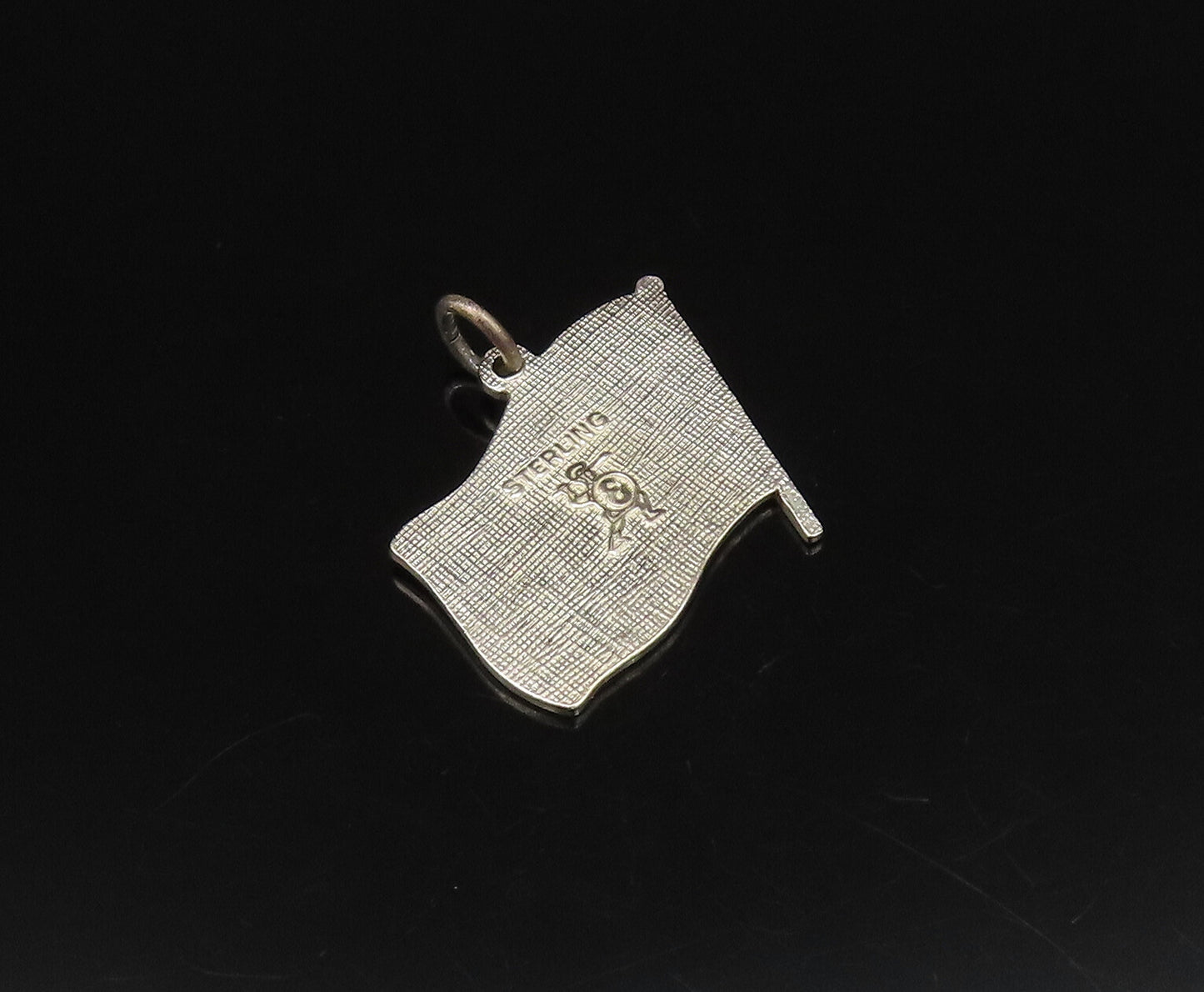 925 Silver  Vintage Kentucky State Seal Blue Enamel Flag Pendant  PT21836
