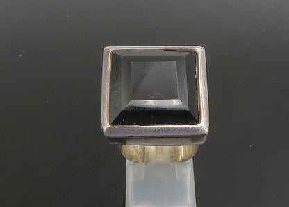 925 Sterling Silver  Vintage Black Spinel Square Cocktail Ring Sz 5  RG23454