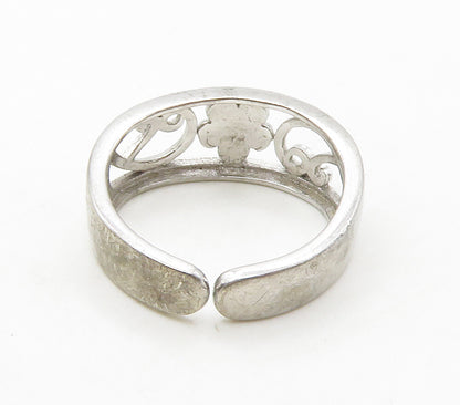 925 Sterling Silver  Petite Floral Swirl Vine Motif Band Ring Sz 4  RG16735