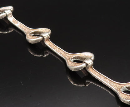 925 Sterling Silver  Vintage Green & Blue Enamel Wrench Link Bracelet  BT9708