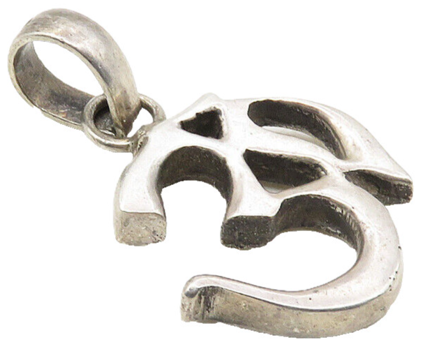 925 Sterling Silver  Vintage Dark Tone Om Spiritual Symbol Pendant  PT7194