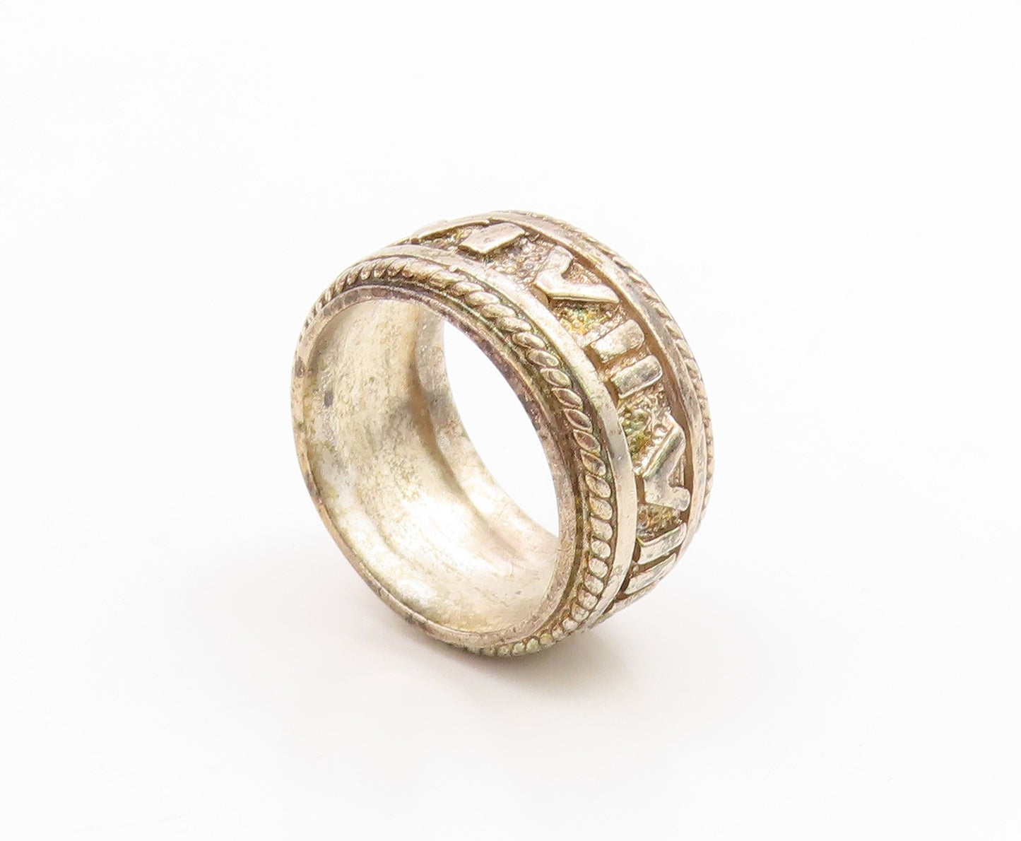 925 Sterling Silver Vintage Ring DAVID SIGAL Roman Numerals  Sz 9.5  RG35909