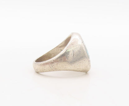 925 Sterling Silver Vintage Ring NAVAJO ZUNI Crushed Turquoise  Sz 9.5  RG31105