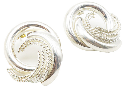 925 Sterling Silver  Shiny Polished Hollow Round Twist Drop Earrings  EG5509