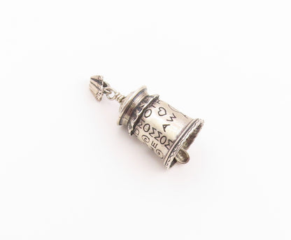 925 Sterling Silver Vintage Pendant Heart Cutout Grandmother Bell JINGLE PT26457