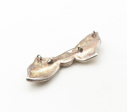 925 Sterling Silver  Vintage Sculpted Bow Tied Ribbon Motif Brooch Pin  BP6426