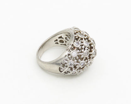 925 Sterling Silver  Vintage Cubic Zirconia Dome Cocktail Ring Sz 6  RG19770