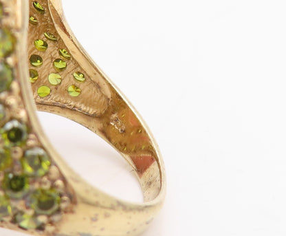 925 Sterling Silver Vintage Ring Gold Plated Spiral Peridot Inlay  Sz 7  RG31715