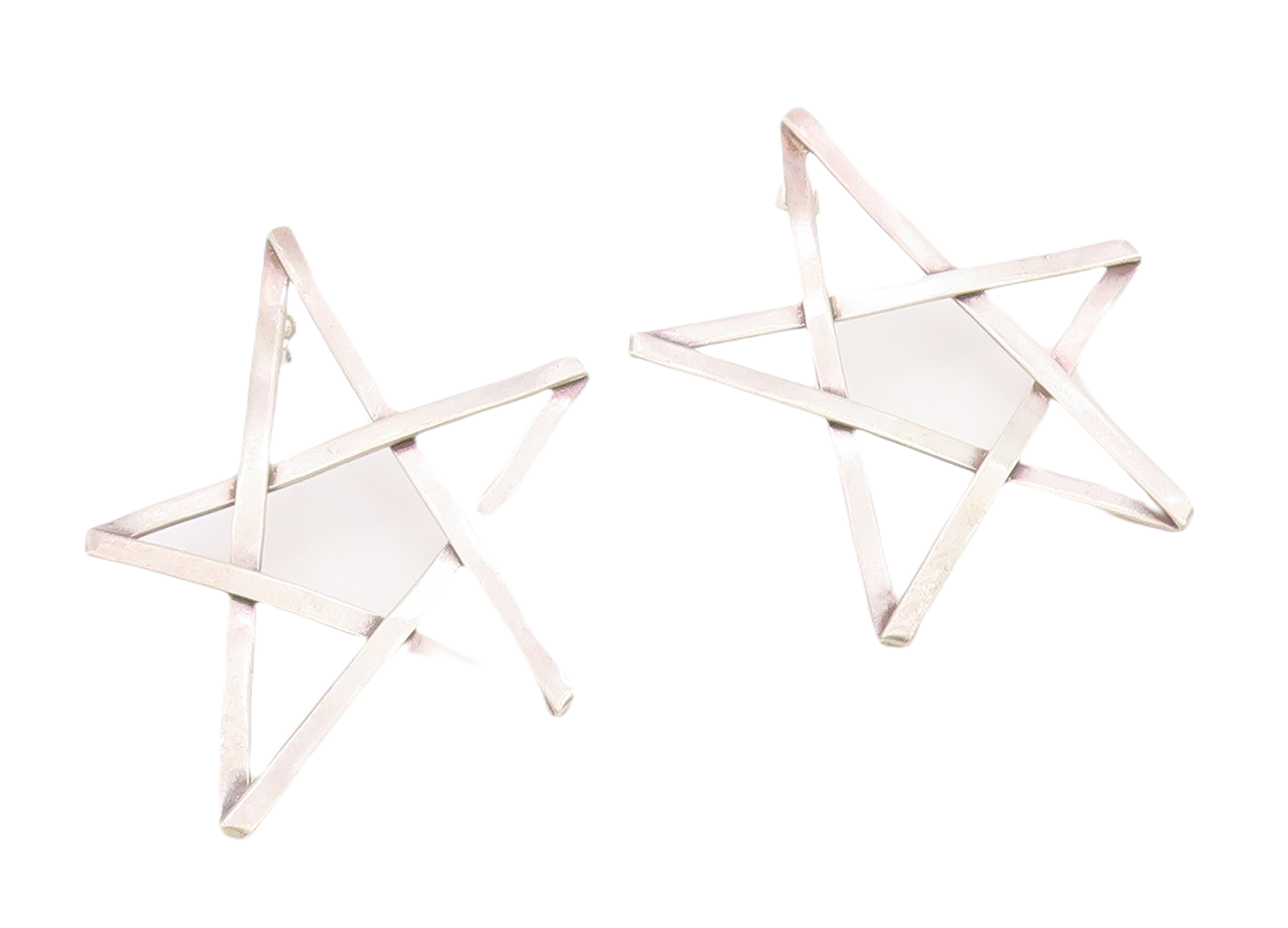 925 Sterling Silver Vintage Earrings MEXICO Solid Large Cutout Star  EG13238