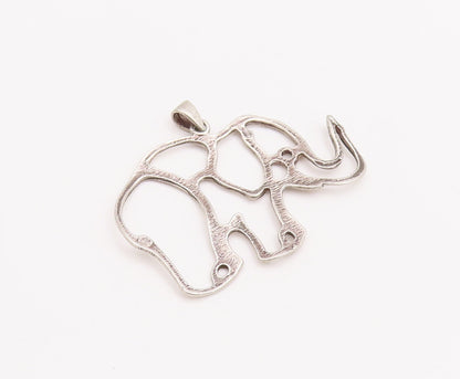 925 Sterling Silver Vintage Pendant Stencil Cutout Happy Elephant  PT23234