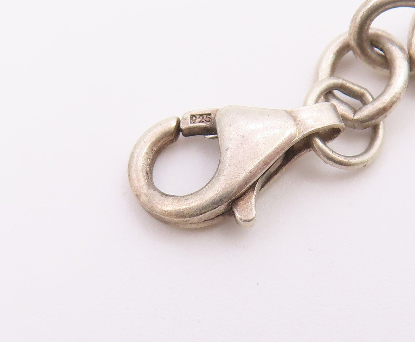 925 Sterling Silver  Vintage Beach Day Charm Round Link Chain Bracelet  BT3772