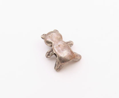 925 Sterling Silver  Vintage Petite Teddy Bear Dark Tone Pendant  PT17501