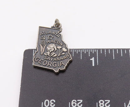 925 Sterling Silver Vintage Pendant Dark Tone Georgia State Map Charm  PT24928