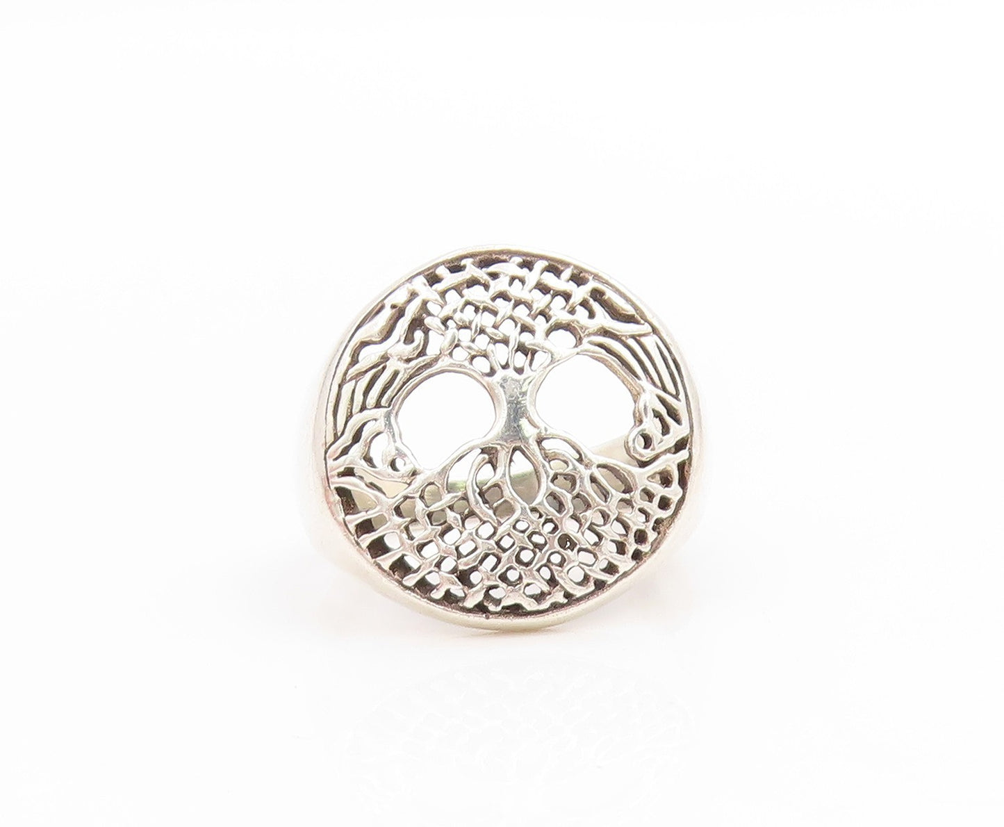 925 Sterling Silver Vintage Ring Celtic Tree Of Life Cut Out Band  Sz 6  RG34092
